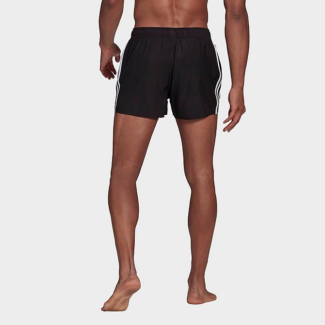 Back Left view of Men's adidas Classic 3-Stripes Swim Shorts in Black/White Click to zoom
