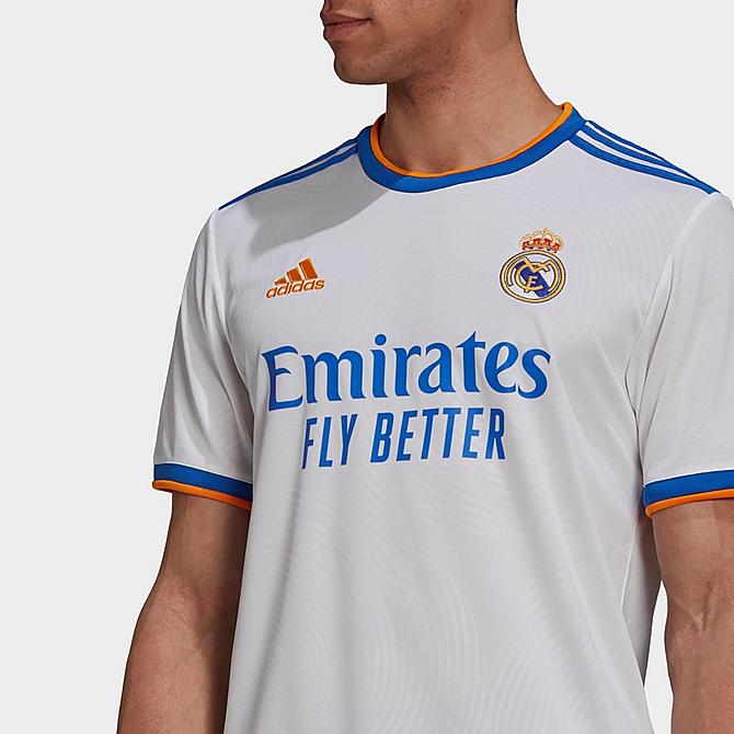[angle] view of Men's adidas Real Madrid 21/22 Home Jersey in White Click to zoom