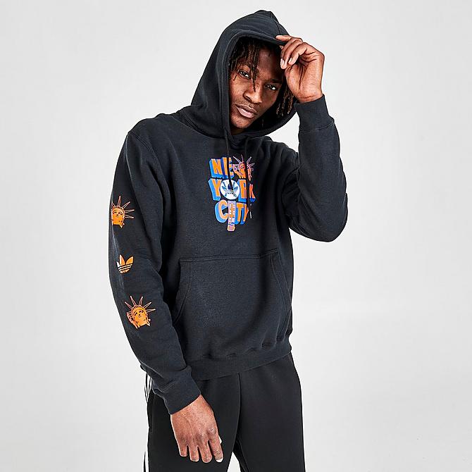 Back Left view of Men's adidas Originals NYC Hoodie in Black Click to zoom