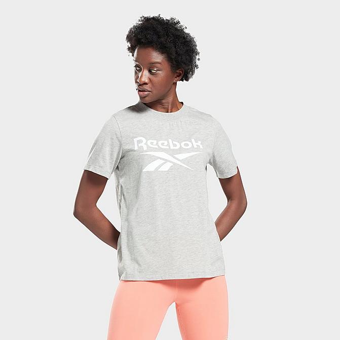 Front view of Women's Reebok Identity Logo T-Shirt in Medium Grey Heather Click to zoom
