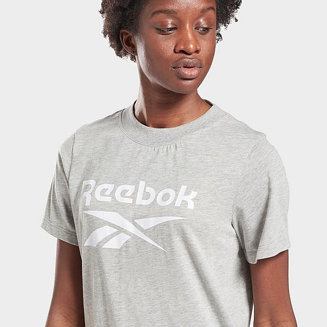 Back Right view of Women's Reebok Identity Logo T-Shirt in Medium Grey Heather Click to zoom