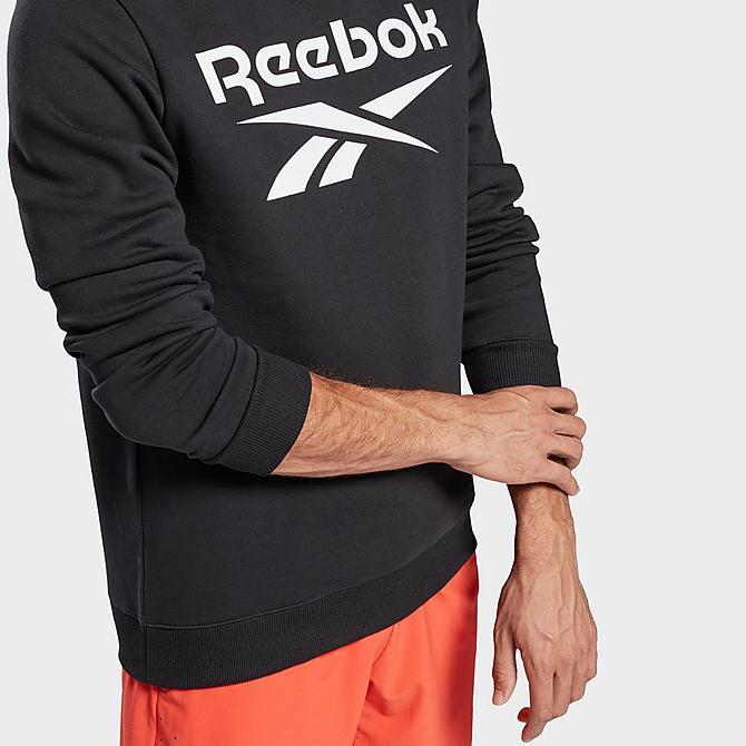 Back Right view of Men's Reebok Identity Big Logo Crewneck Sweatshirt in Black/White Click to zoom