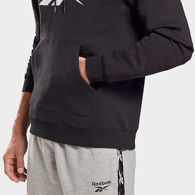 On Model 5 view of Men's Reebok Identity Fleece Hoodie in Black/White Click to zoom