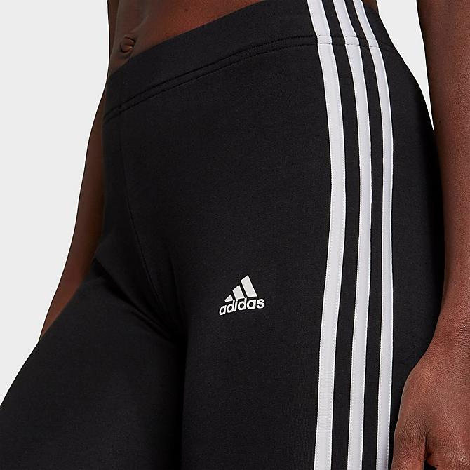 Back Right view of Women's adidas Essentials 3-Stripes Bike Shorts in Black/White Click to zoom