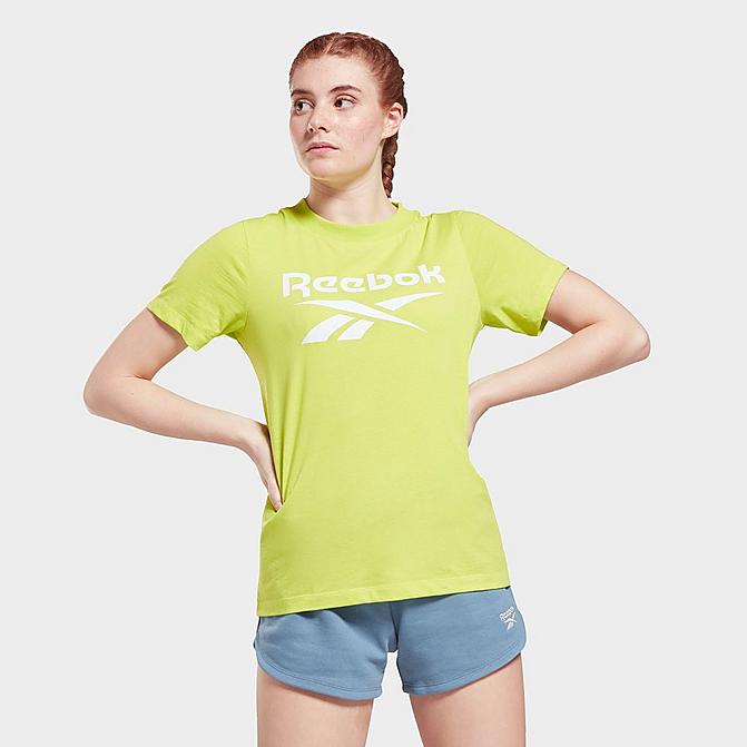 Front view of Women's Reebok Identity Logo T-Shirt in Acid Yellow Click to zoom