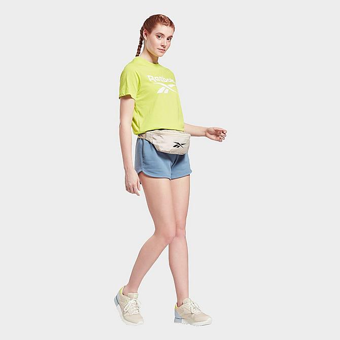 Front Three Quarter view of Women's Reebok Identity Logo T-Shirt in Acid Yellow Click to zoom
