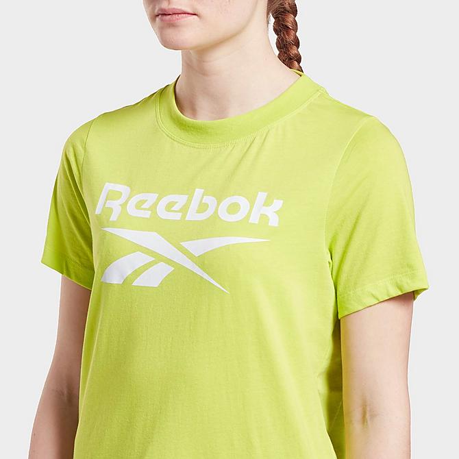 Back Right view of Women's Reebok Identity Logo T-Shirt in Acid Yellow Click to zoom