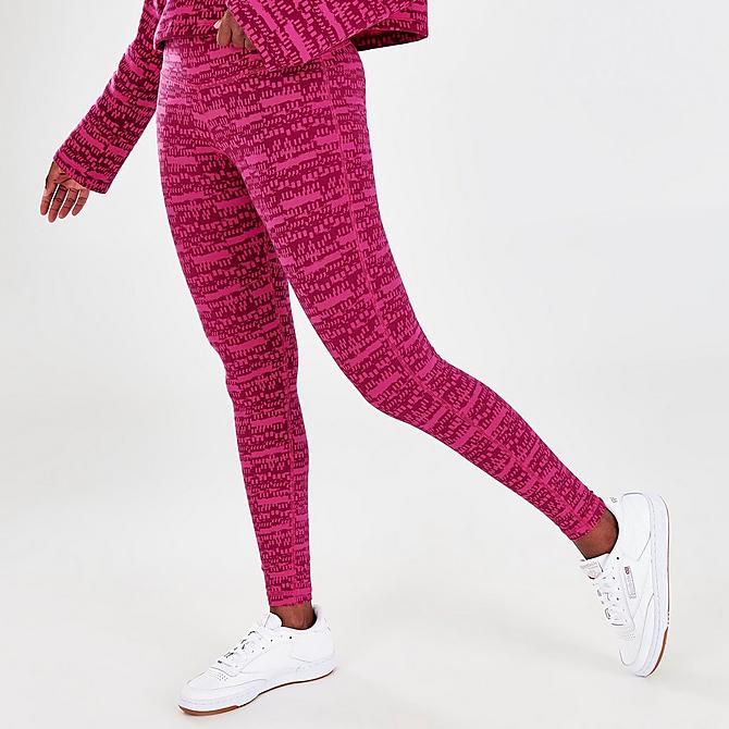 Back Left view of Women's Reebok MYT Training Leggings in Pursuit Pink Click to zoom