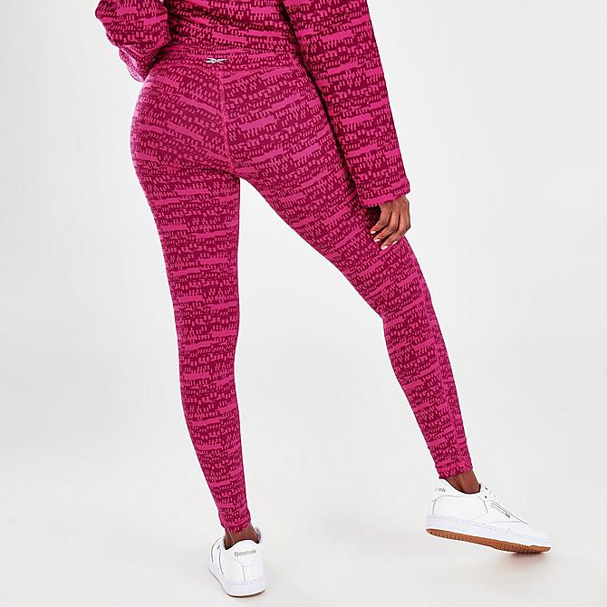 Back Right view of Women's Reebok MYT Training Leggings in Pursuit Pink Click to zoom