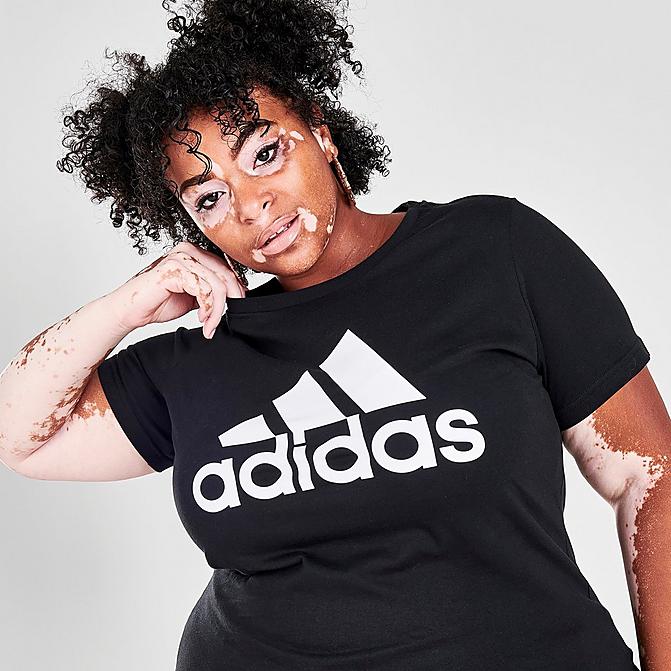 Front view of Women's adidas Essentials Logo T-Shirt (Plus Size) in Black/White Click to zoom