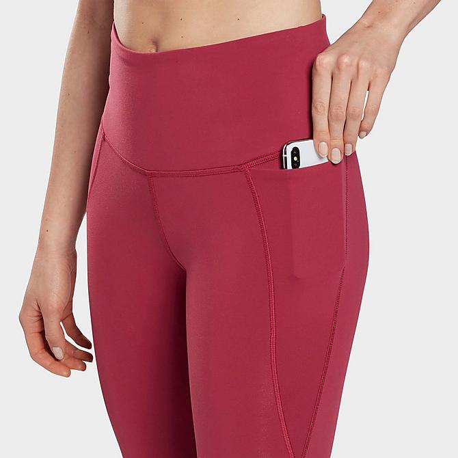 Back Right view of Women's Reebok Lux High-Rise Training Leggings in Punch Berry Click to zoom