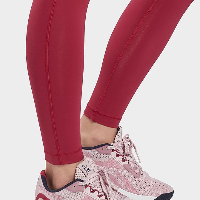On Model 5 view of Women's Reebok Lux High-Rise Training Leggings in Punch Berry Click to zoom