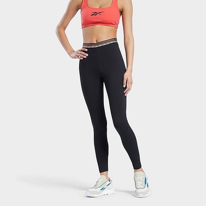 Front Three Quarter view of Women's Reebok Classics Camping High-Rise Leggings in Black Click to zoom
