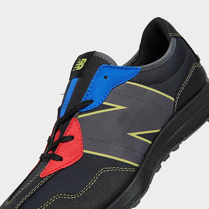 Front view of Big Kids' New Balance 327 Casual Shoes in Black/Red/Blue Click to zoom