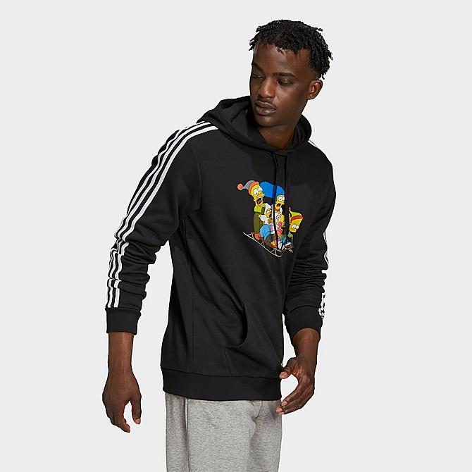 Back Left view of Men's adidas x The Simpsons Family Graphic Hoodie in Black Click to zoom