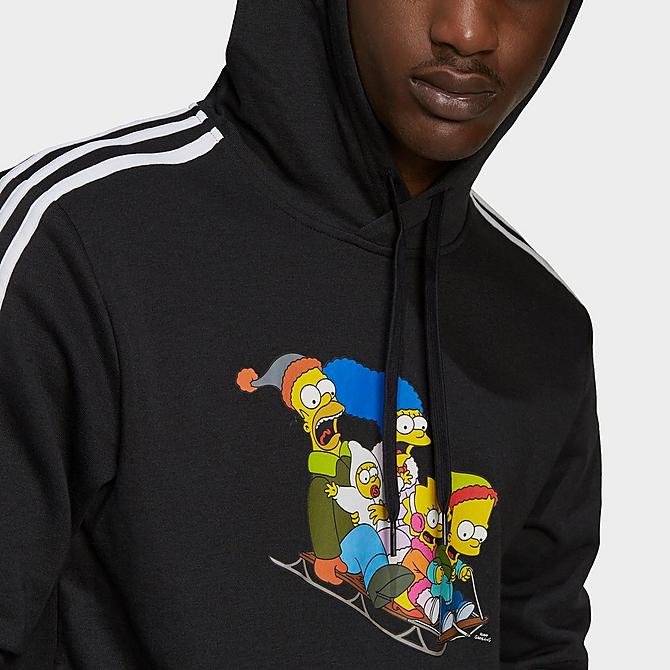 Back Right view of Men's adidas x The Simpsons Family Graphic Hoodie in Black Click to zoom