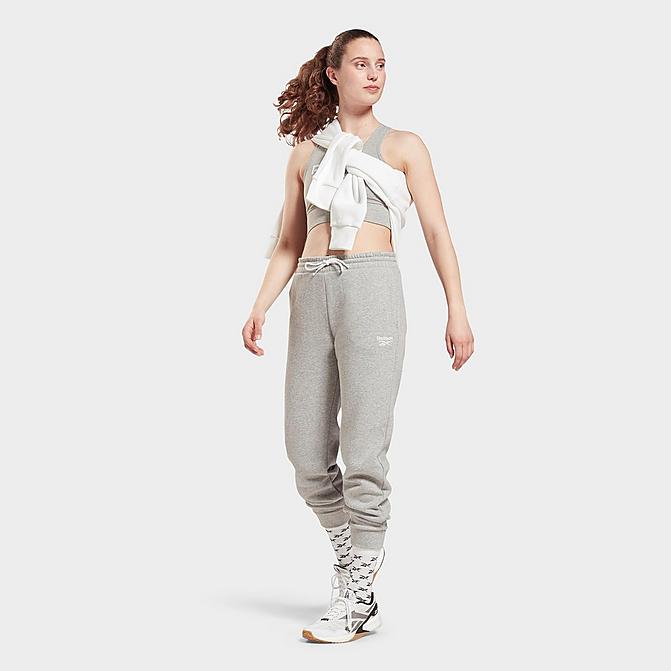 Front view of Women's Reebok Identity Training Jogger Pants in Medium Grey Heather Click to zoom