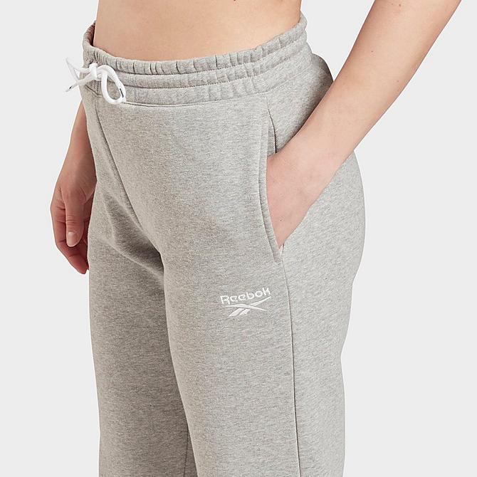 Back Right view of Women's Reebok Identity Training Jogger Pants in Medium Grey Heather Click to zoom