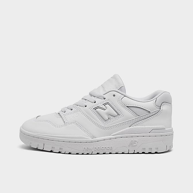 Right view of Big Kids' New Balance 550 Casual Shoes in White/White Click to zoom