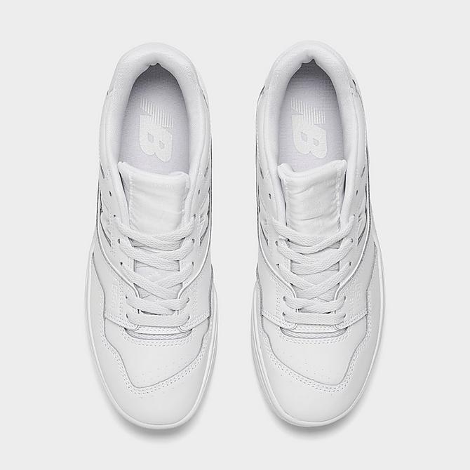 Back view of Big Kids' New Balance 550 Casual Shoes in White/White Click to zoom