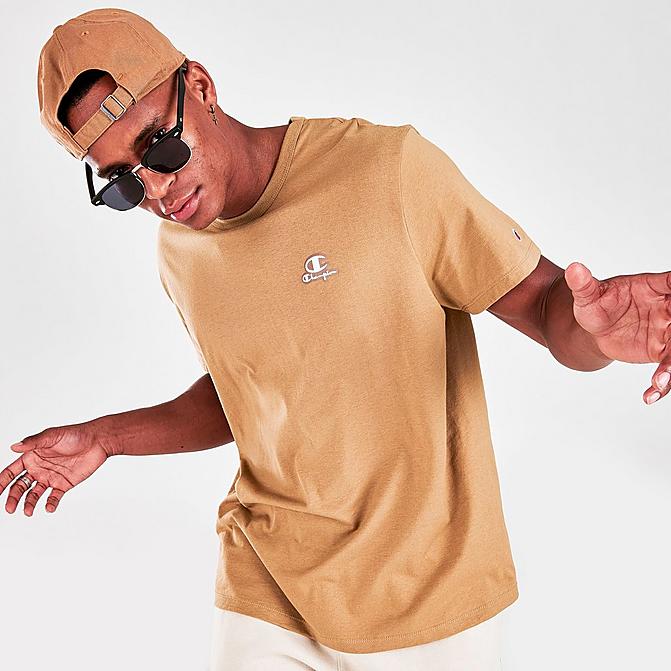 Front view of Men's Champion Classic Short Sleeve T-Shirt in Wheat Click to zoom