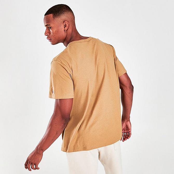 Back Right view of Men's Champion Classic Short Sleeve T-Shirt in Wheat Click to zoom