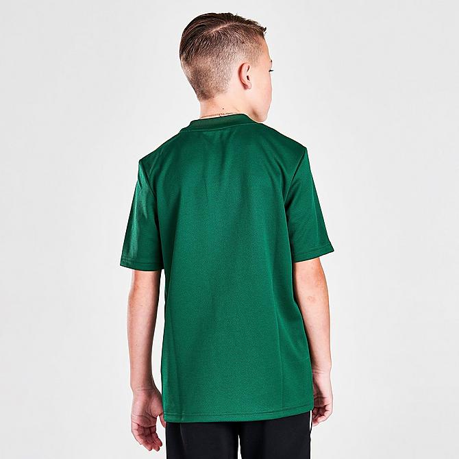 On Model 5 view of Kids' adidas Celtic FC 21-22 Away Soccer Jersey in Team Dark Green Click to zoom