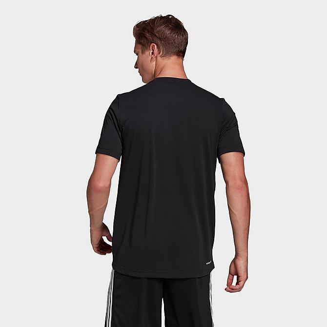 Back Right view of Men's adidas AEROREADY Designed 2 Move Feelready Sport T-Shirt in Black/White Click to zoom