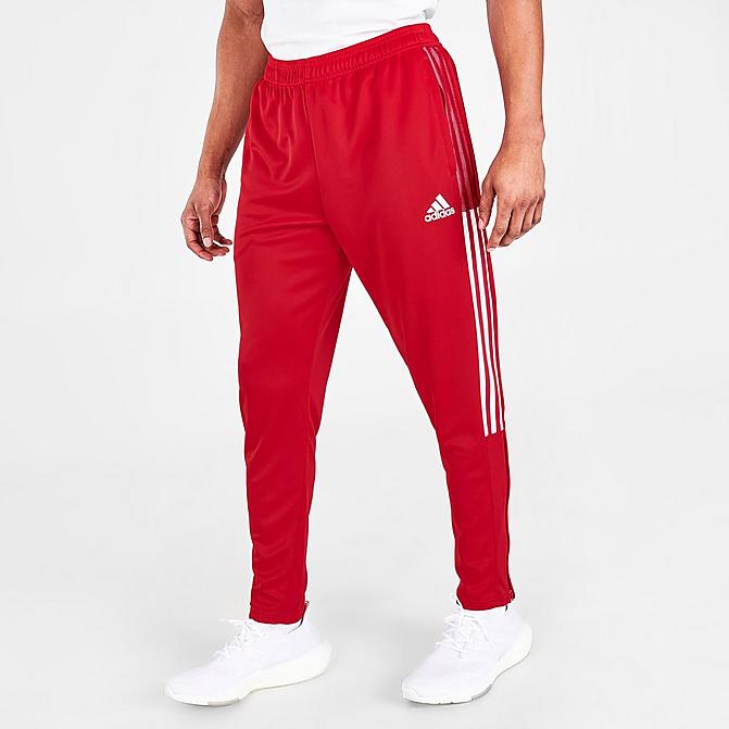 Front view of Men's adidas Tiro 21 Track Pants in Team Power Red/White Click to zoom
