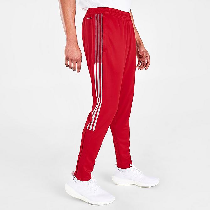 Back Left view of Men's adidas Tiro 21 Track Pants in Team Power Red/White Click to zoom