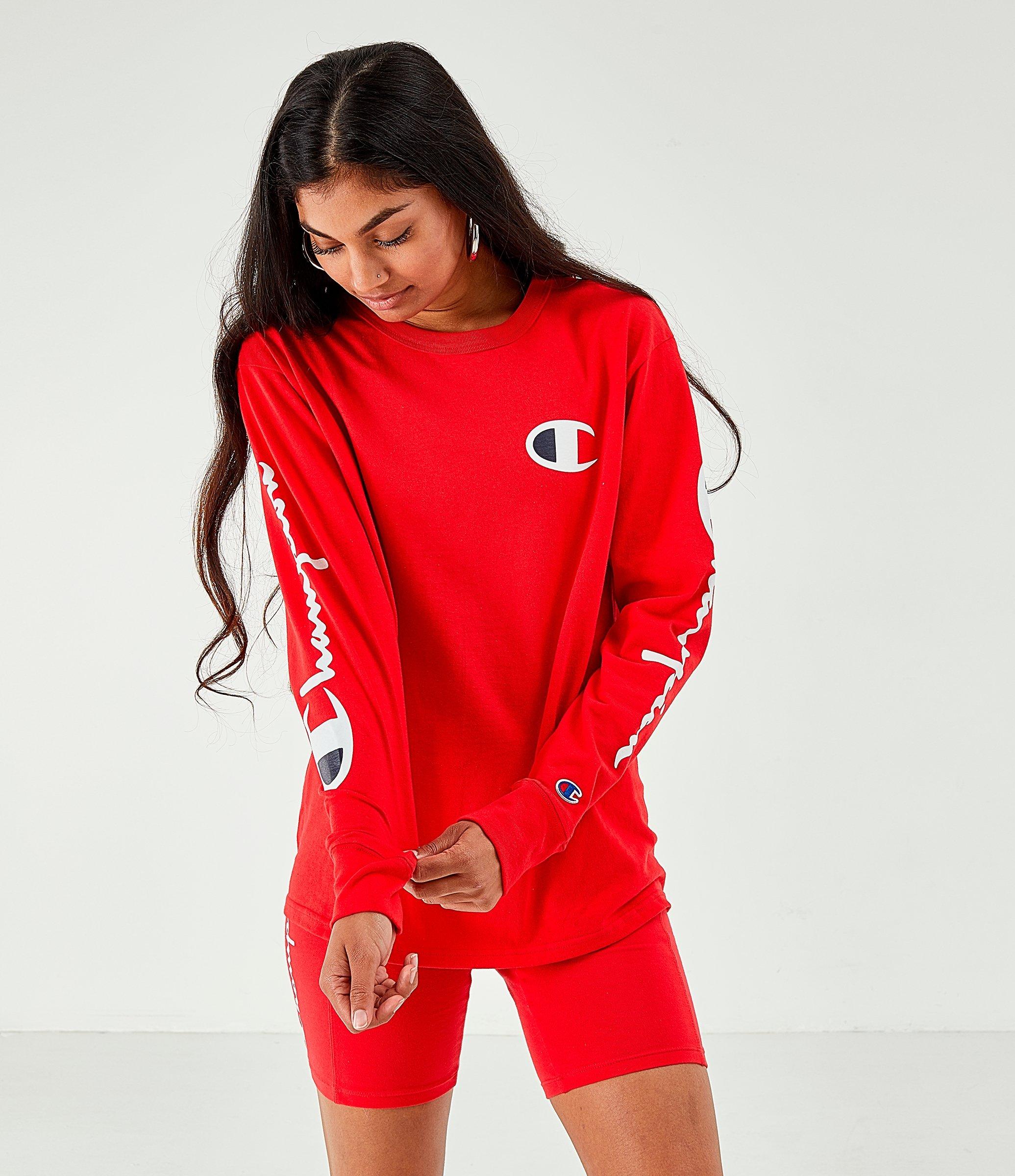 long sleeve red champion shirt