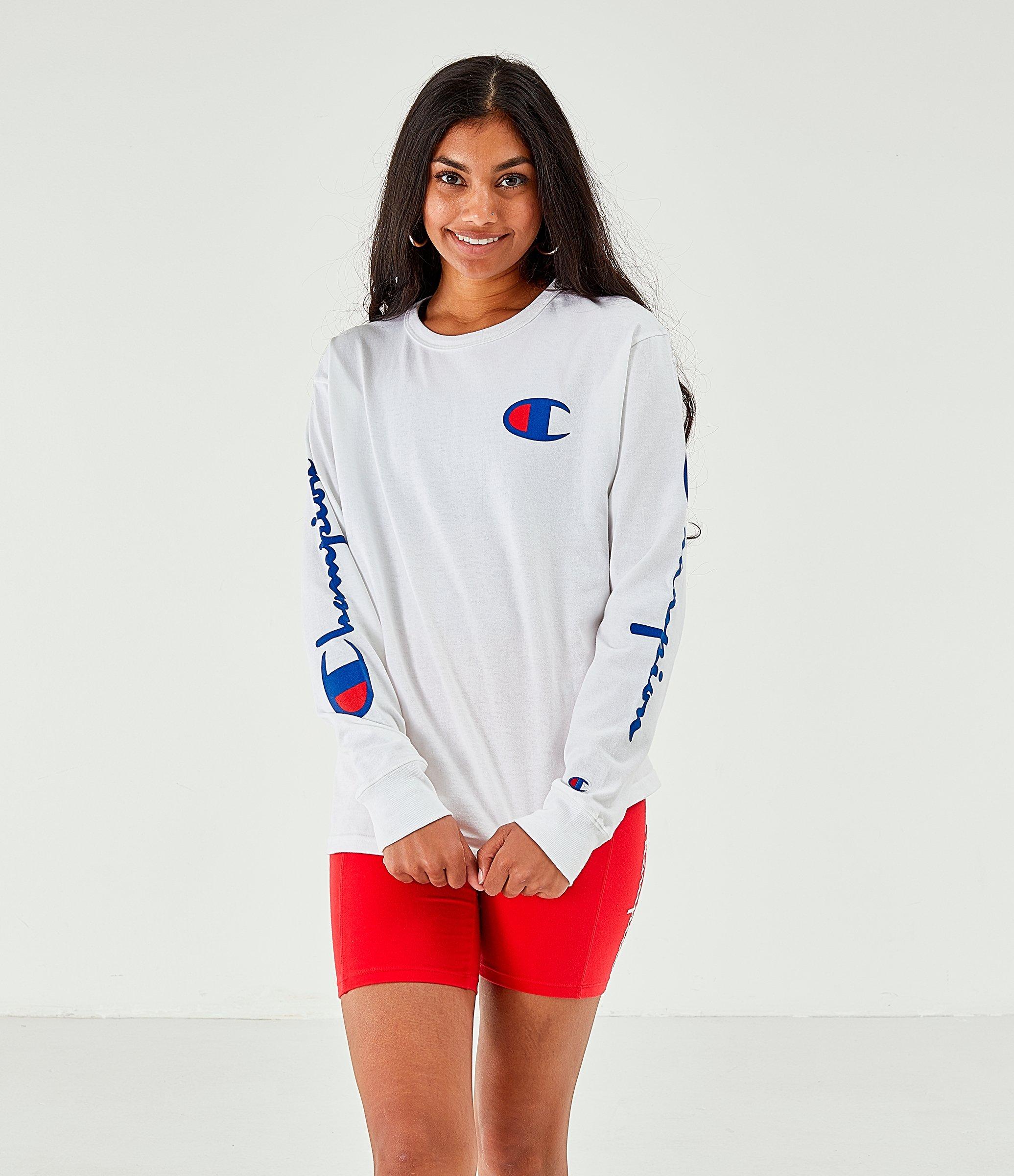 champion white long sleeve t shirt