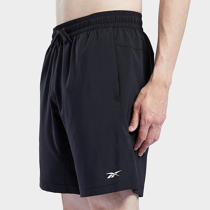 On Model 5 view of Men's Reebok Workout Ready Shorts in Black Click to zoom