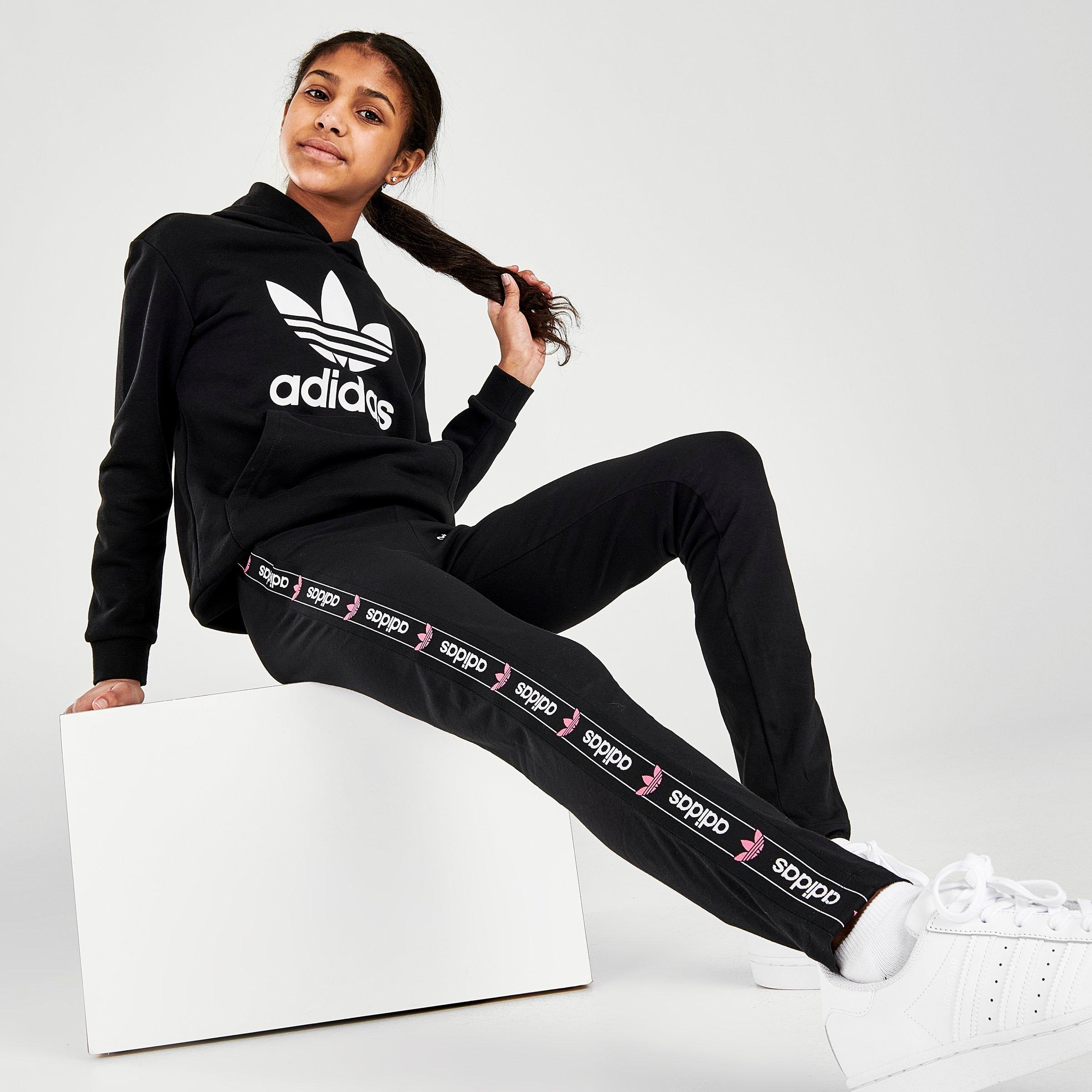 adidas black trefoil taped leggings