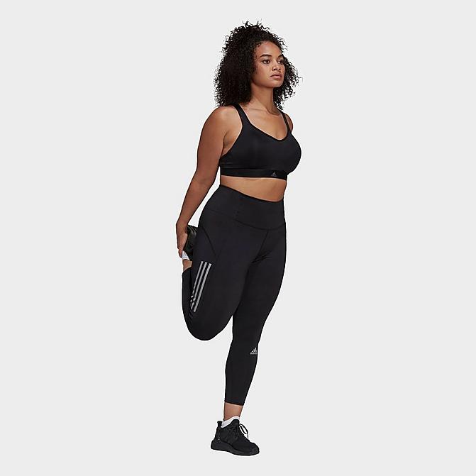 Front view of Women's adidas Own The Run Cropped Training Tights (Plus Size) in Black Click to zoom