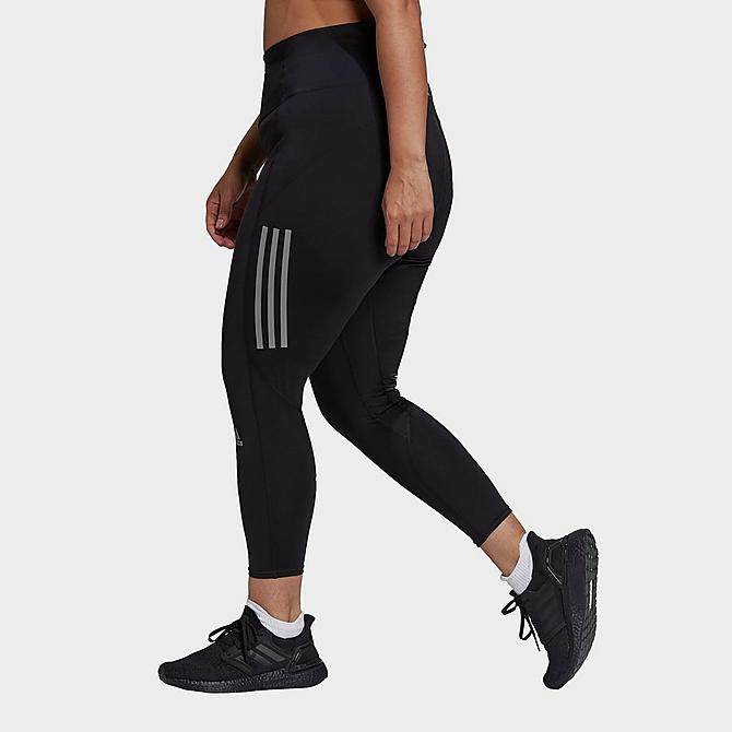 Back Right view of Women's adidas Own The Run Cropped Training Tights (Plus Size) in Black Click to zoom