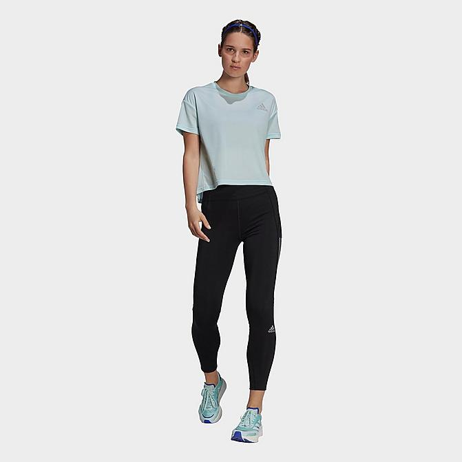 Front view of Women's adidas Own The Run Cropped Running Leggings in Black Click to zoom