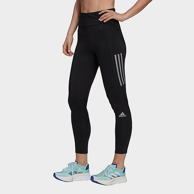 Front Three Quarter view of Women's adidas Own The Run Cropped Running Leggings in Black Click to zoom