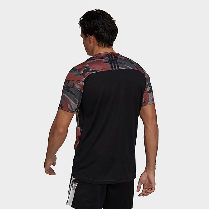 Back Left view of Men's adidas Designed 2 Move Camo Graphic T-Shirt in Scarlet/White Click to zoom