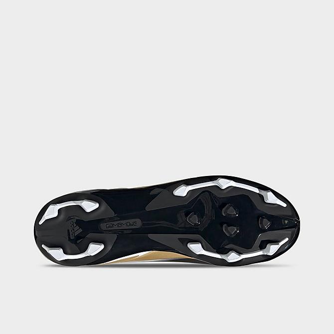 Bottom view of adidas Gamemode Firm Ground Soccer Cleats in Cloud White/Gold Metallic/Core Black Click to zoom