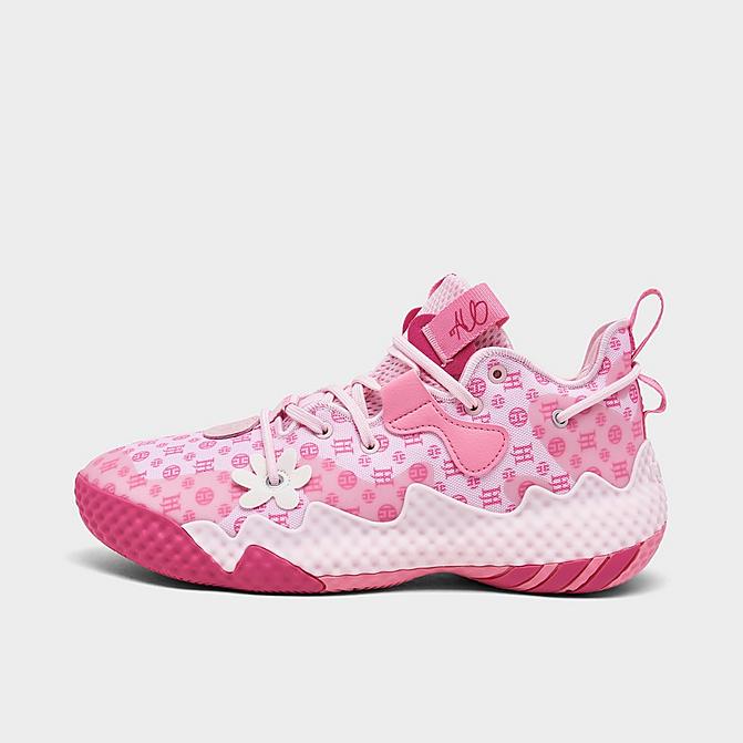 Right view of Big Kids' adidas Harden Vol. 6 Basketball Shoes in Pink Click to zoom