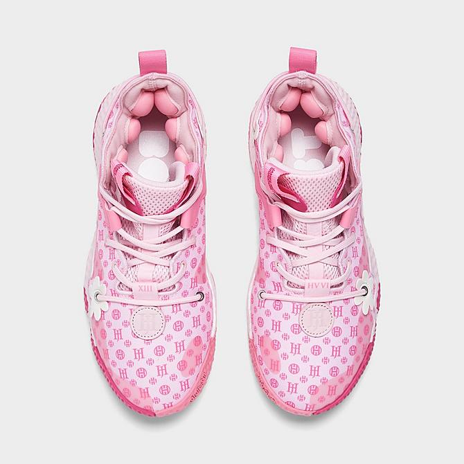 Back view of Big Kids' adidas Harden Vol. 6 Basketball Shoes in Pink Click to zoom