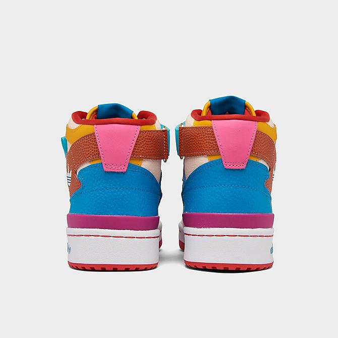 Left view of Women's adidas Originals Forum Mid Casual Shoes in Team College Gold/Pulse Aqua/Pink Tint Click to zoom