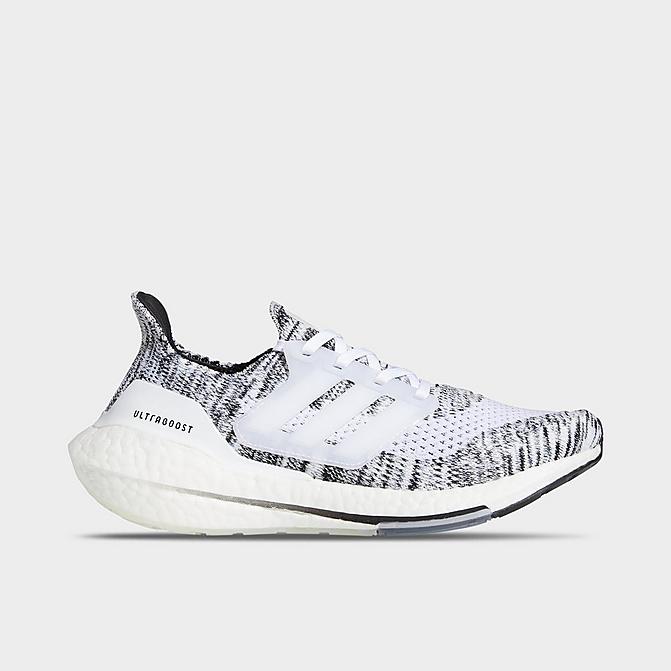 Right view of Women's adidas UltraBOOST 21 Running Shoes in White/White/Black Click to zoom