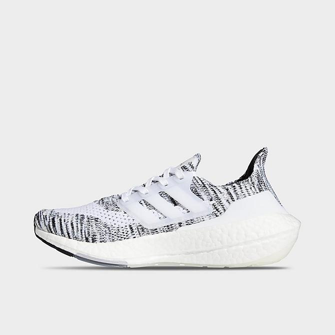 Front view of Women's adidas UltraBOOST 21 Running Shoes in White/White/Black Click to zoom