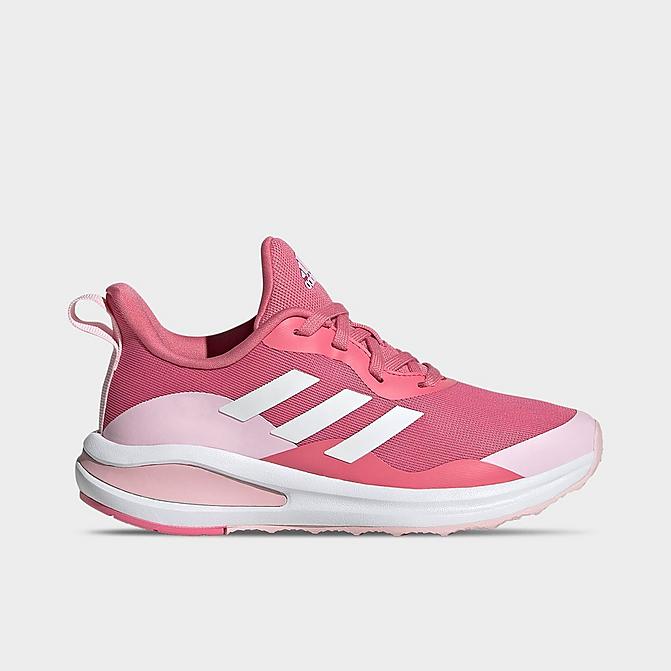Right view of Girls' Big Kids' adidas FortaRun Lace Running Shoes in Clear Pink/Cloud White/Rose Tone Click to zoom