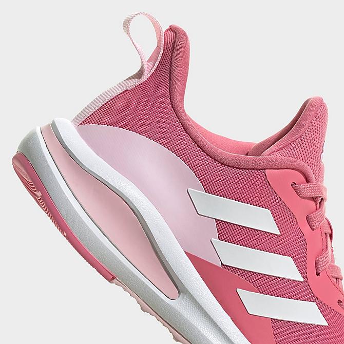 Front view of Girls' Big Kids' adidas FortaRun Lace Running Shoes in Clear Pink/Cloud White/Rose Tone Click to zoom