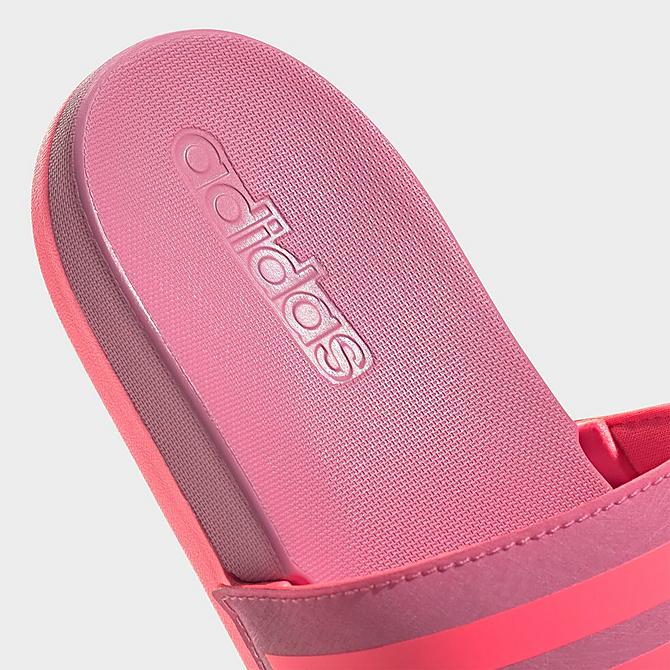 Front view of Girls' Big Kids' adidas Adilette Comfort Slide Sandals in Rose Tone Click to zoom