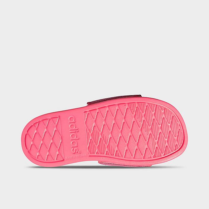 Bottom view of Girls' Big Kids' adidas Adilette Comfort Slide Sandals in Rose Tone Click to zoom