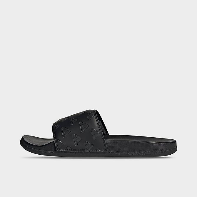 Front view of Men's adidas Adilette Cloudfoam Plus Slide Sandals in Black/Carbon/Black Click to zoom